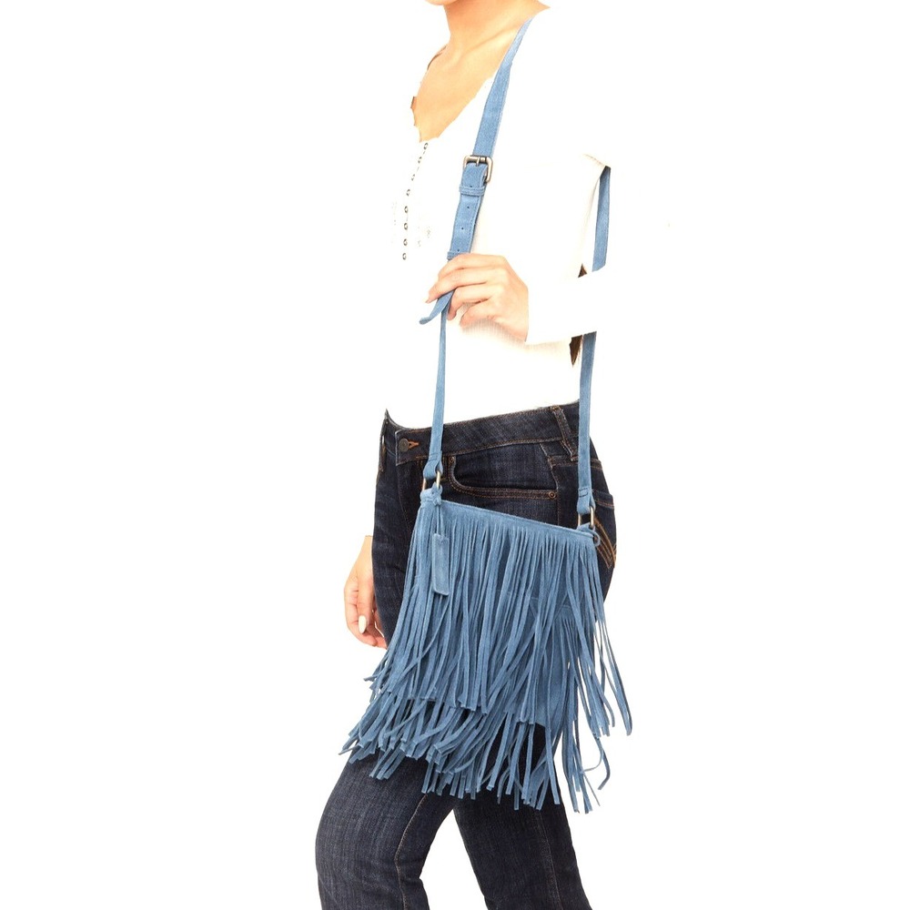 NEW Idyllwind Women's Camarillo‎ Fringe Suede Crossbody Bag Blue Western Cowgirl